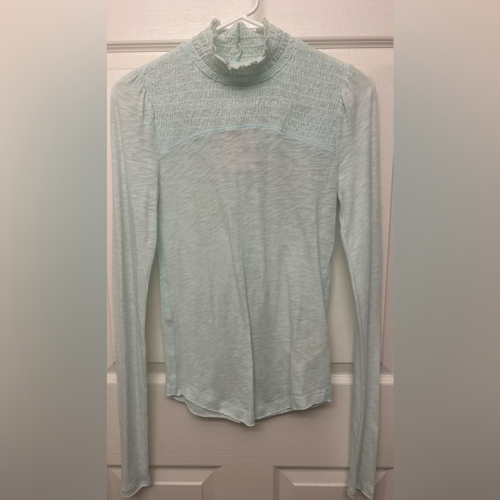 NWT Free People mock neck smocked Tee